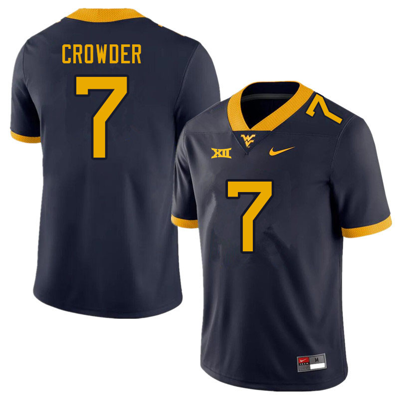 Men #7 Will Crowder West Virginia Mountaineers College Football Jerseys Sale-Navy